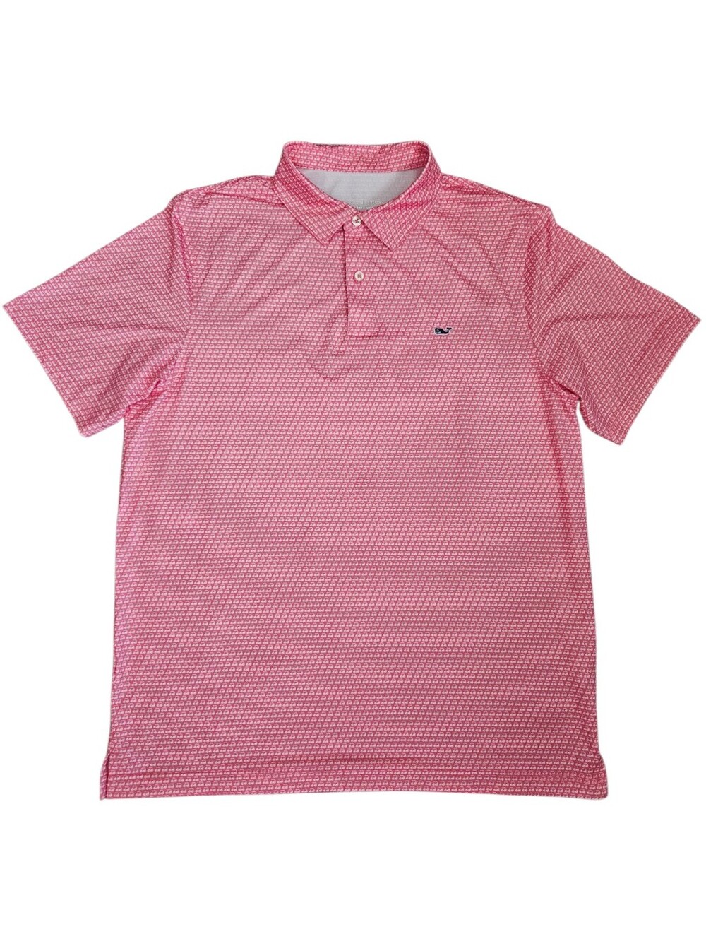 VINEYARD VINES Performance Golf Polo Pink White Large All Over Print Golf Cart